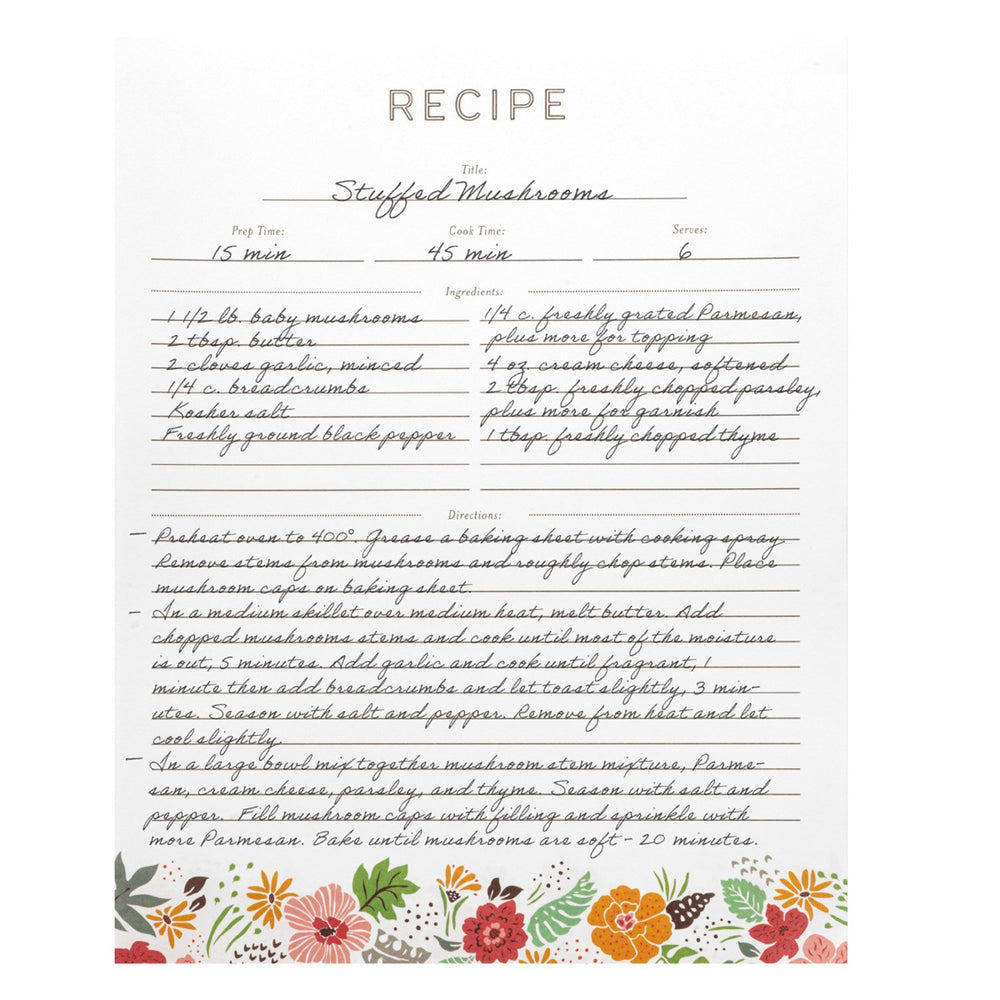 Recipe Binder Protective Sleeves and Printed Paper 8.5" x 11" Expansion Pack (Tropical Floral)