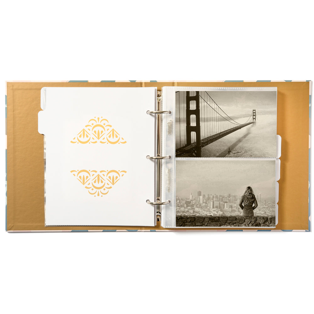 Photo Album Set - Clear Pocket Sleeves, 6 Tab Dividers, 3-Ring Binder 8.5" x 9.5" (Virginia Spring)